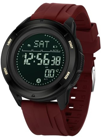 findtime Montre Sport pour Homme Bracelet en Silicon Montre de Randonnée,avec Métronome, Boussole Chronomètre, Podomètre Montre Numérique Digitale Étanche 5ATM Cadran Bonne Lisibilité dans La Nuit