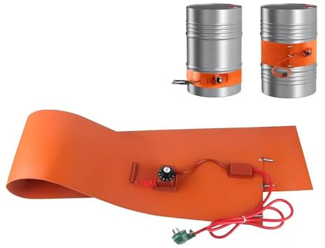 Metal Drum Heater 55 Gallon Barrel Silicone Drum Pail Heater Pad Band Barrel Heat Pad Grease Keg Heater Temperature Adjustment Insulated Band Heater Pail Heater(Size:174x12.5cm(69x5inch)/220V, 1000W)