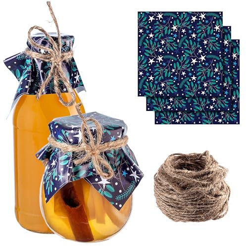 KADAX Centrino decorativo per barattoli, con cordoncino di iuta per marmellate, centrini di carta (stelle, 50 pezzi)