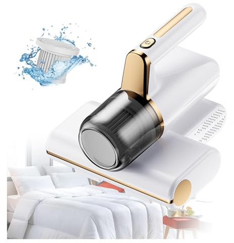 BesBet Aspirador De áCaros del Polvo, Elimina El 99,9% De AléRgenos Y áCaros del Polvo Acaros Eliminar VibracióN De Alta Frecuencia, IluminacióN Ultravioleta Aspirador De Acaros,White