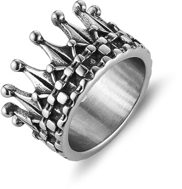 HZMAN Crown Ring for Men Women Stainless Steel Retro Kingdom Royal Crown Rings Jewelry Gift (Size,10)