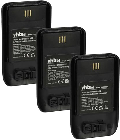 vhbw 3x batteria sostituisce Innovaphone 490933A per telefono fisso cordless (800mAh, 3,7V, Li-Ion) nero