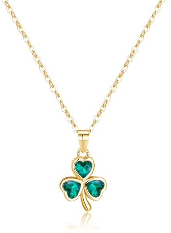 SLUYNZ Halskette aus 925er-Sterlingsilber, grünes irisches Kleeblatt, Choker-Halskette für Damen, Teenager, Kleeblatt, Pandant-Halskette, St. Patrick's Day Halskette
