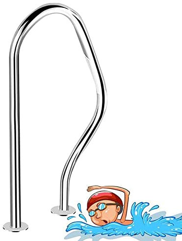 XPSDEPO Rampe de Piscine, échelle de Piscine, marchepied, poignée de sécurité antirouille en Acier Inoxydable 304, 31,5 x 18,5 Ergonomique, Barre d'appui incurvée pour Spa