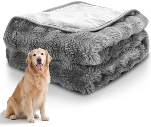 Nobleza Manta Impermeable Perro, Manta Suave de Felpa para Perros, Gatos, XL 150 x 120 cm, Reversible, Lavable Mascotas de Fugas para Sofá y Cama, Gris