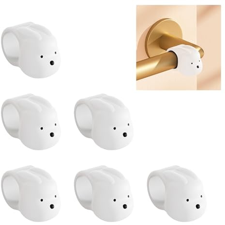 CBRVTY 6er Set Silikon Türstopper Klinke, Dekorative Türstopper von Bunny für Türklinke (Weiß)