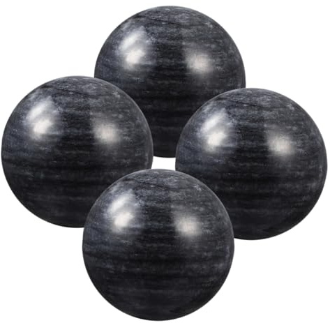 4 Stück Schwarze Jade Handmassagebälle für Senioren, Glatt | Tragbar und Leicht zu Transportieren, Fördert Handbewegung, Kleine Steinbälle für Übungen im Alltag Zufällige Farbe