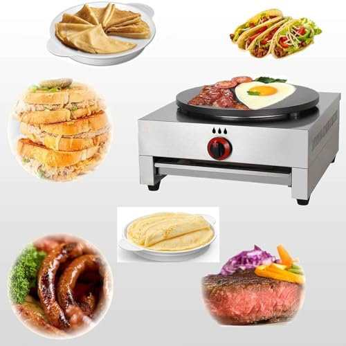 Kommersiell crepe-maskin, 30 cm stor kokplatta gas crêpe & pannkaksmaskin, för företag, get-Togethers, äggpannkakor, varmkorv, med justerbar temperatur, non-stick rund chapati-stekpanna