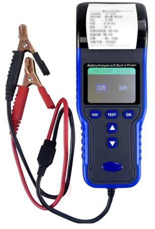 Battery Analyzer, Color Screen Car Battery Tester with Built-in Printer Thermal Printer Paper Storage Case