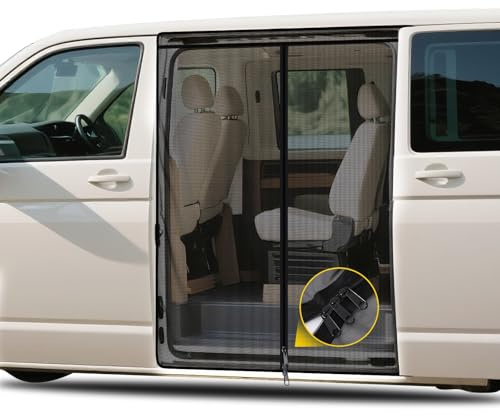 XCBYT Magnetic Mosquito Net for VW T5 T6 Side Sliding Door with Zipper | XCBYT, Perfect Fit, No Gap, Car Fly Screen, Fine Mesh for Against Insects, Fresh Air