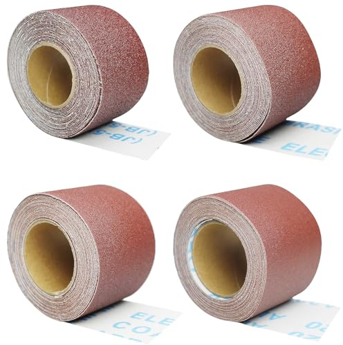 Total 20 Yard 2 Inch Wide Emery Cloth Sandpaper Roll Assorted - 80 120 220 400 Grits Per Roll 4.5 Meters，Abrasive Sander Sheets Sanding Paper for Woodworking Automotive Metal Polishing, (2” Wide)