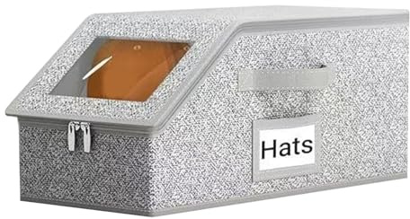 LLINthy Funda protectora de sombrero para hombre con cierre de cremallera, diseño apilable, caja de almacenamiento para gorras, accesorios deportivos, caja transparente para sombreros con ventana