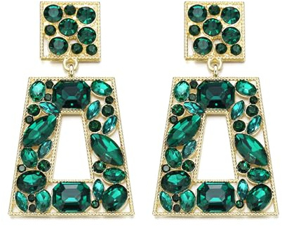 EVER FAITH Vintage strass-örhängen kristall geometriska örhängen modesmycke för kvinnor bröllop bal och fester, Kristall