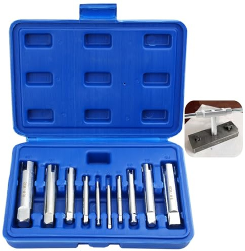 Lot de 10 extracteurs de tarauds en acier rapide avec 3 et 4 cannelures avec boîte compacte
