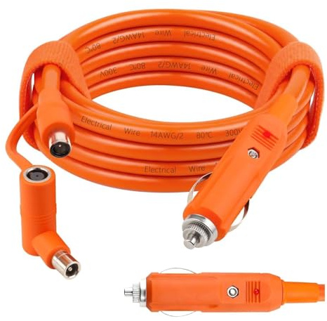 Aiyraa 2M 12v-24v Car Charging Cable for Jackery, Bluetti, Car Cigarette Lighter with Dual DC7909/8020 Plugs for Jackery Explorer 1000/2000/500/300 Portable Power Station, 14AWG Auto Charger