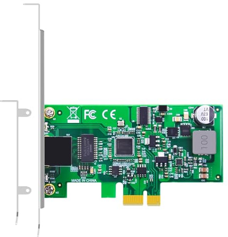 GLOTRENDS ST7474 PoE+ Network Card, 10/100/1000Mbps Gigabit Ethernet RJ45 LAN Port, PCIE 1.1 X1 Interface, Regular & Low Profile Bracket