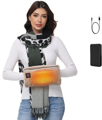 SNZ Handwärmer Elektrisch Kabelloses mit 10000mAh Powerbank – Tragbare Multifunktional Heizkissen für Rücken Bauch Nacken Schulter, Sicher & Weich – Ideal für Outdoor, Reisen & Geschenk