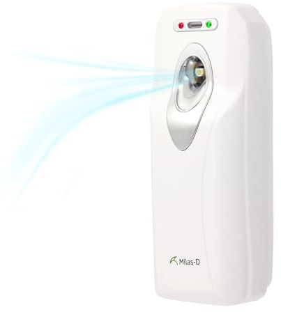 Automatic Air Freshener Spray Dispenser, Custom Timing (Day/Night/24H, 5/10/15/30 min interval), Wall Mounted/Free Standing, Home& Commercial, Glade& Airwick Refill Can, 2 D batteries, Milas-D