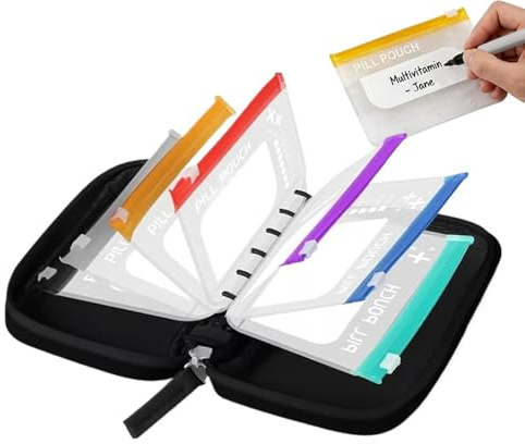 Pillenbeutel-Set – 14-teiliger Wasserdichter Reise-Organizer | Wiederverwendbare Medikamententasche Mit Reißverschluss, Halter Für Wöchentliche Vitaminpräparate | Tragbarer, Kompakter, Dur