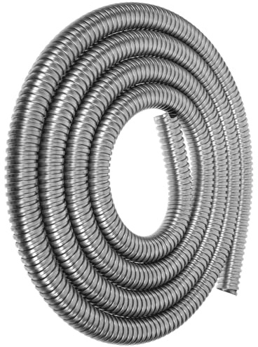 MOBUTOFU Copricavo Flessibile in Acciaio Inox 304 Resistente All'abrasione per Protezione Cavi e Fili, per Utilizzo Automotive e Tv, Tubo Metallico Robusto Argento
