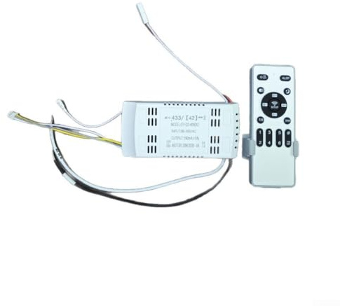 Telecomando e centralina per ventilatore da soffitto con luce, controller CC 110 V, uscita 24 V, controllo radio 433 MHz per 6 livelli dimmerabili, ventole da 42 pollici, bianco (set)