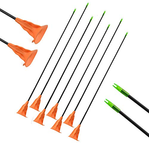 SHARROW 12pcs Flèche d'enfants Flèche Ventouse Sucker Flèche Jeunesse Chasse Sûr Sucker Flèches pour Arc Recourbé Arc Flèches Arc Set Tir à la Cible en Plein Air (Orange)