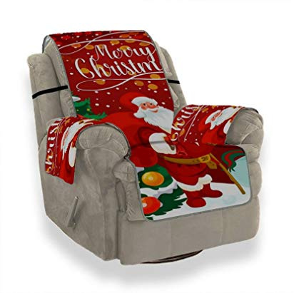 A.Monamour Sofabezug Sofaüberwurf Sesselschoner Cartoon Weihnachtsmann Sack Voller Geschenk Weihnachten Tragen Samt Sesselbezug Sesselhusse Sessel Abdeckung Sesselschutz Stuhl Abdeckung Stuhlschutz