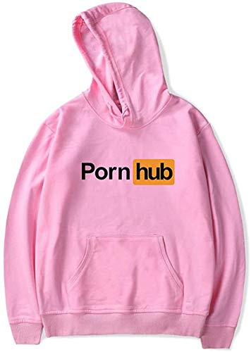 Nest Home Pornhub tröja huvtröja tröja mode casual bokstav tryck tröja, Rosa-1, XL