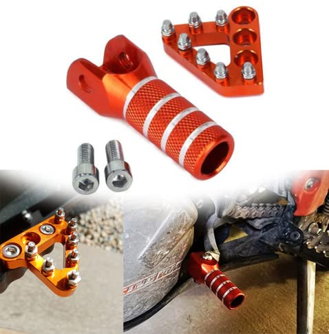USTPO Placa de paso del pedal de freno trasero de motocicleta + palanca de cambio de palanca de cambios 125-530cc 2004-2010 CNC de aluminio para motocicleta K.T.M SX EXC XCF XC XCW SXF SMC - naranja