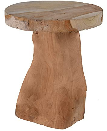 Spetebo Teak Holz Hocker 30 x 25 cm - Massivholz Deko Holz Blumenhocker Blumenständer Pflanzen Ständer Beistelltisch