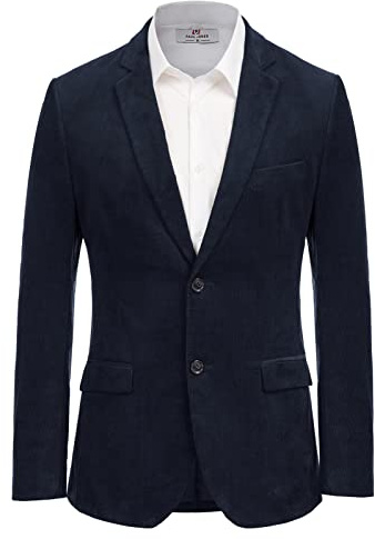 Paul Jones Blazer décontracté en Velours côtelé pour Homme Coupe ajustée Deux Boutons, Noir foncé, Taille XL
