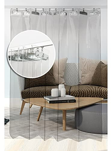 PVC Streifenvorhang,Vinylstreifen-Türvorhang Durchsichtiger PVC-Gefriervorhang, Für Begehbare Tiefkühl-, Lager- Und Reinräume Schiebevorhang (Farbe : Klar, Größe : 1.05x2.3m)
