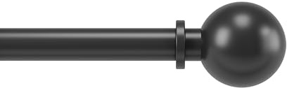 Umbra Bolas Ausziehbare Vorhangstange mit D25mm, Verstellbare Länge 184-367 cm, Set inkl. Endstücke und Befestigungsmaterial, Schwarz