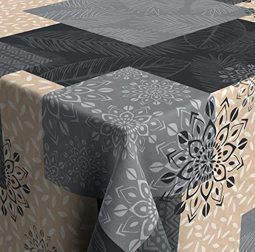 Venilia Tischdecke mit Aufdruck Taenga, Tischtuch, Tischwäsche, Tischdeko, bügelfrei, aus Polyester, quadratisch, 1,8m x 1,8m, 59516