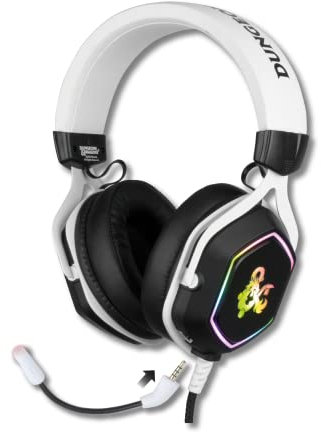 Konix Dungeons & Dragons Kabelgebundenes Gaming-Headset Rainbow für PC - 50-mm-Lautsprecher - Mikrofon - 2 m USB-Kabel - Hintergrundbeleuchtung - Weiß und Schwarz