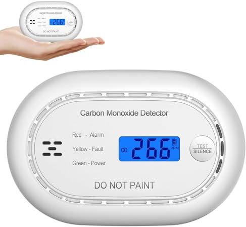 Rivelatore di monossido di carbonio con batteria da 10 anni, rivelatore di CO con schermo LCD, allarme acustico da 85 dB, funzione Mute, monitor CO per la sicurezza domestica, standard EN 50291
