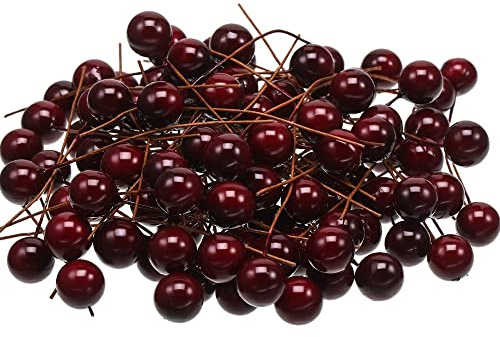 ZHUOEEDAAY 200 Pcs Christmas Holly Berries Artificial Holly Berries Mini 10 mm Fake Berries for Christmas Wreath Decorations Wreath Making Supplies Christmas Party Decoration