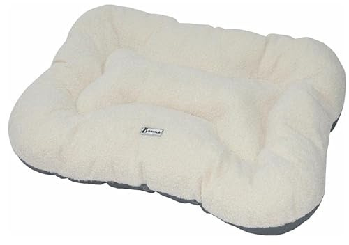 nanook Hundekissen Katzenbett flauschig weich wärmend dick geposltert Bone - beige/weiß - Polyester- 70 x 50 cm - Rutschfester Boden
