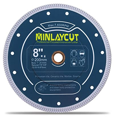 MINLAYCUT Diamant Trennscheibe 200MM Fliesentrennscheibe mit X Turbo Mesh zum Schneiden von Keramikfliesen Porzellan Marmor Granit