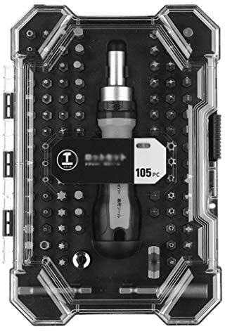 Samnuerly Destornillador de trinquete 105 en 1 Juego de Brocas de precisión Torx Hex Cross con Mango de trinquete Multiherramienta Kit de Herramientas de reparación portátil