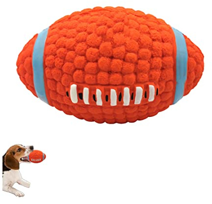 HADAVAKA Hundespielzeug Ball, Quietschende Latex Gummi Hundespielzeug Bälle, Bissfeste Zähne Trainingsspielzeug Für Hunde, Interaktives Hundespielzeug, Für Alle Hunde Interaktives Spiel (Rugby)