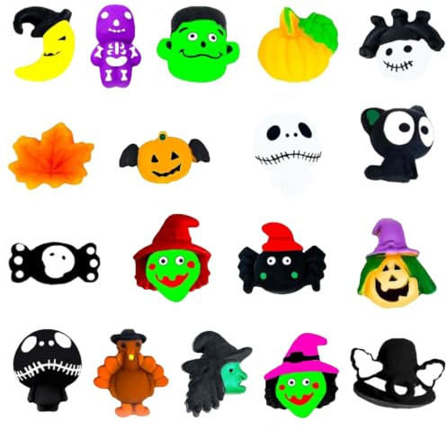 POPOYU Giocattoli Mini Squishy Mochi di Natale,Halloween,18 Pezzi Squishy Gadget Mochi Squishy Antistress HalloweenGiocattoli Mini Squishies Carini per Bambini,Mochi Calendario dell’Avvento Halloween