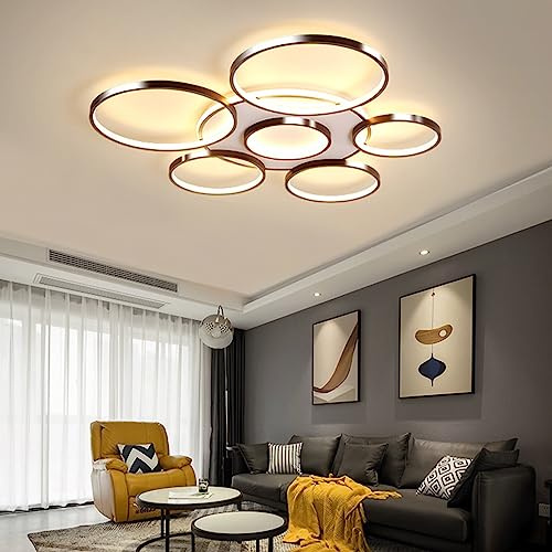 FWX Deckenleuchte LED Dimmbar Wohnzimmerlampe Mit Fernbedienung Deckenlicht Lichtfarbe/Helligkeit Einstellbar Deckenlampe Metallrahmen Schlafzimmerlampe Modern Groß Schlafzimmer Esszimmer Pendelleucht