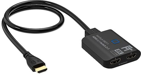 FeinTech SW211 HDMI 2.1 Switch 4k 120Hz 2 in 1 Out o 1 in 2 Out bidirezionale con cavo HDMI integrato, 8K, 48 Gbps, HDMI splitter, supporta HDR, VRR, ALLM e Dolby Vision
