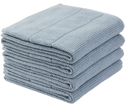 Schiesser Handtuchset Turin | Frottier | 4-teilig | Reiskornoptik | 100% Baumwolle | flauschig, saugstark, farbecht | Oeko-Tex® Made in Green Zertifiziert | Kordelaufhänger | 50x100cm | Hellblau