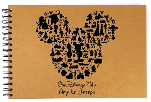 Personalised A3/A4/A5 Mouse Head Scrapbook Photo Album, Memory Gift, Guestbook Card Design, Paris, Florida, California, Cruise (A5 (White Pages))