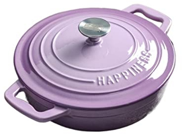 SUNMME Marmite à Soupe en Fonte émaillée Violette avec Couvercle, Casserole, Accessoires de Cuisine, Outils de Cuisine