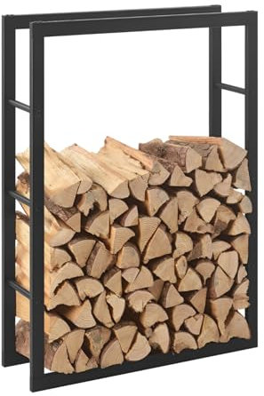 STADO® Kaminholzregal | Brennholzregal | Schwarz (80x150x25 cm)