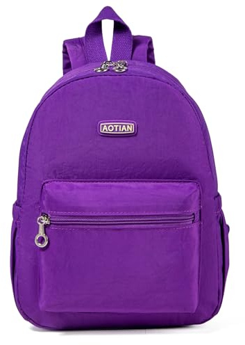 AOTIAN Mini Backpack for Women, Durable Nylon Small Daypack, Dark Violet