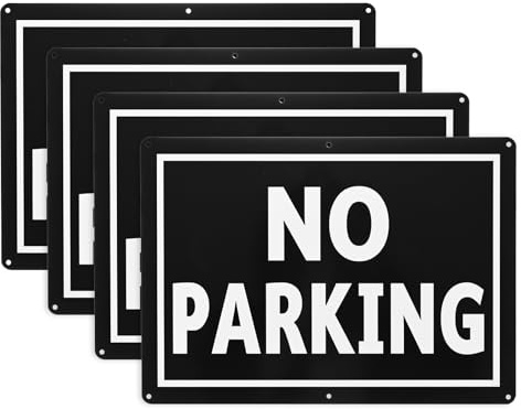 M METERXITY 4-Pack Cartel de NO ESTACIONAMIENTO sin P 14x10 Pulgadas Señales Reflectantes de Aluminio Impermeables de Advertencia de Calle Lenta Sin Óxido [Letras Negras Sobre Fondo Amarillo]